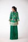 Green Chiffon Embroidered Sharara Set