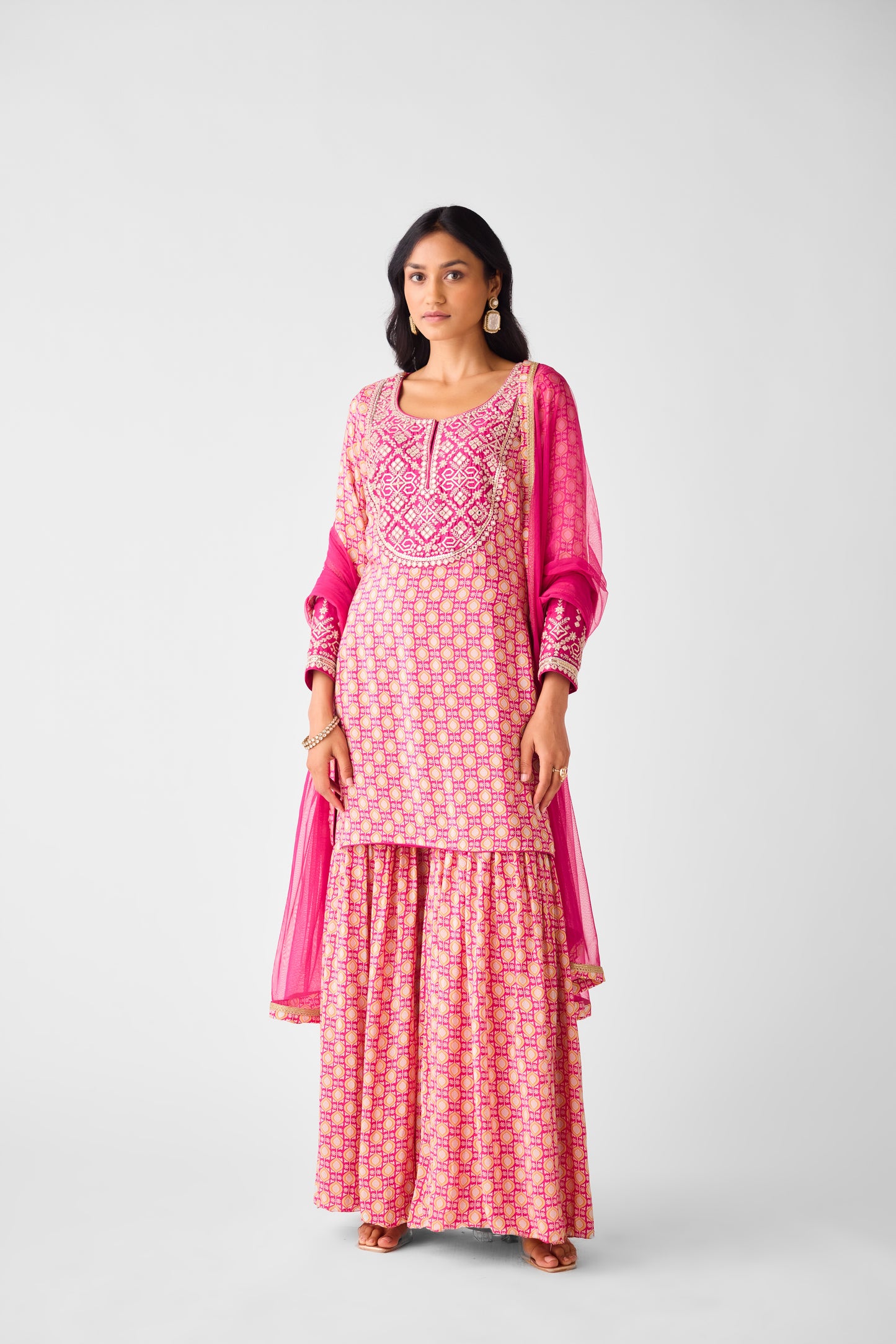 Rani Pink Embroidered Sharara Set