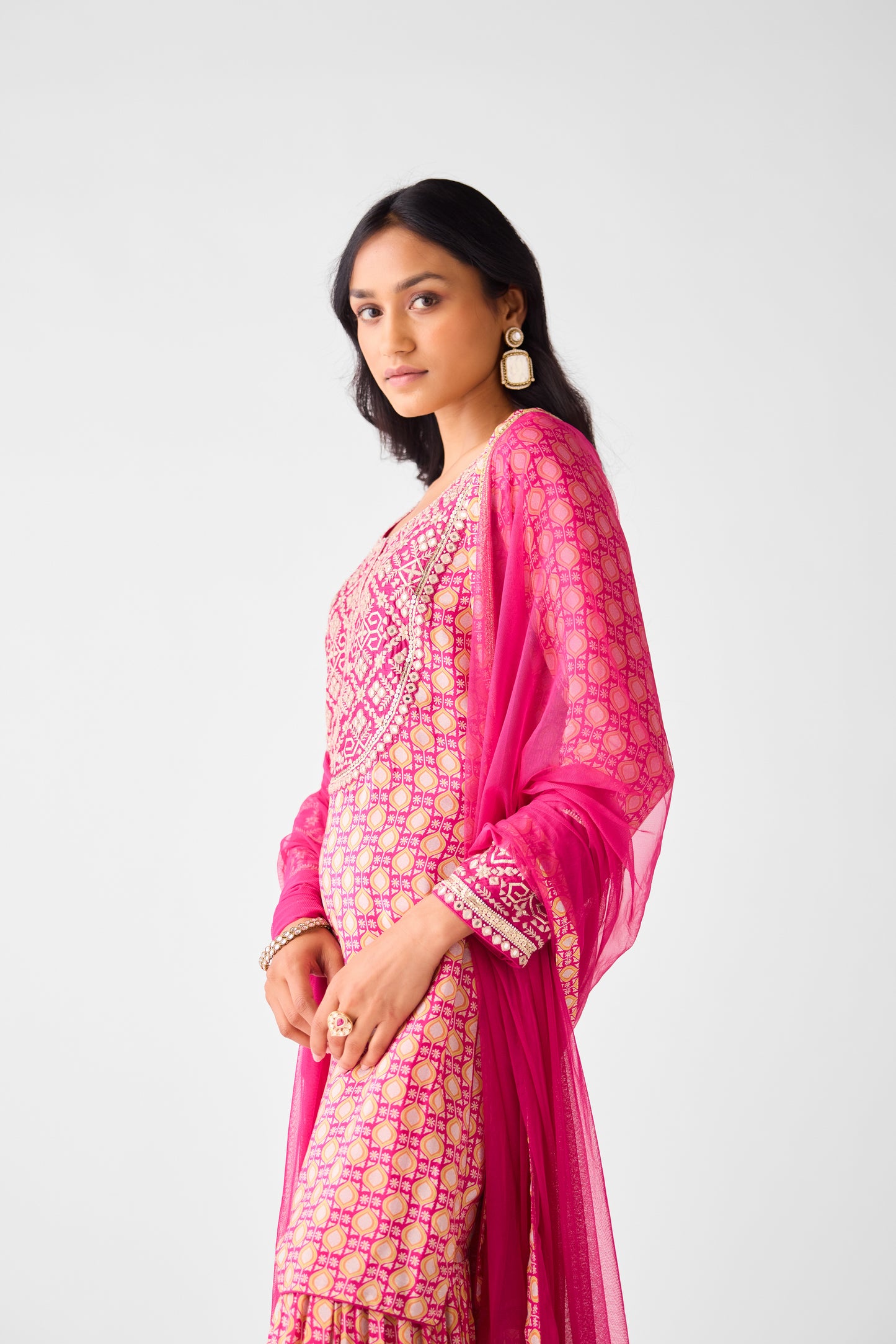 Rani Pink Embroidered Sharara Set