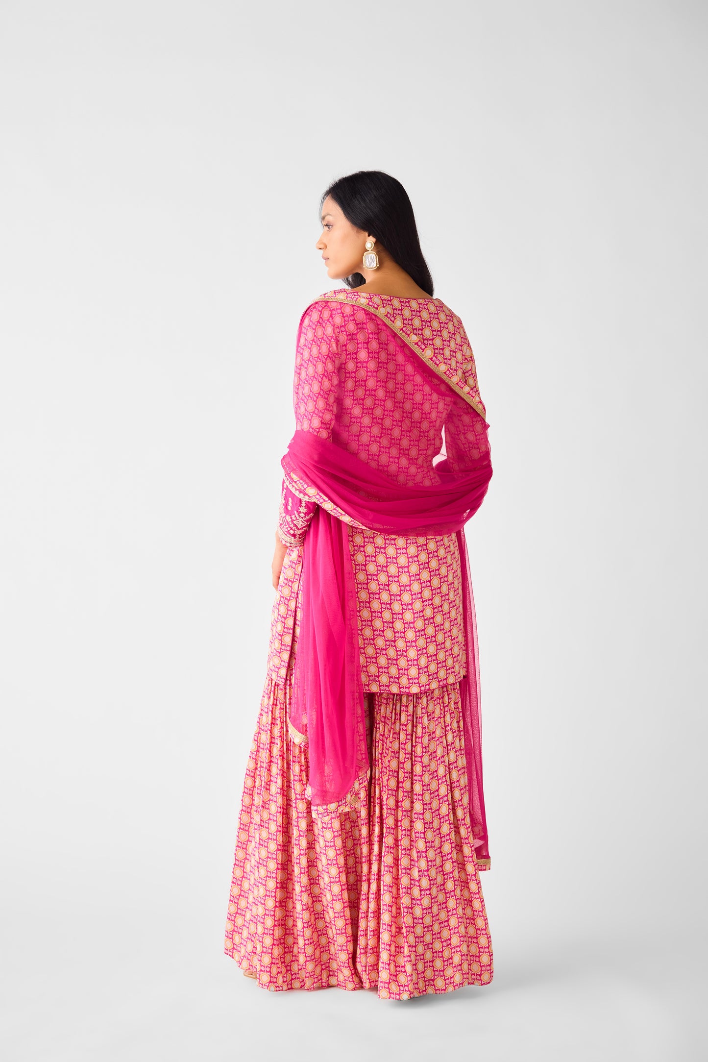 Rani Pink Embroidered Sharara Set