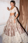 The New Royal Masai Champagne on Silk Lehenga