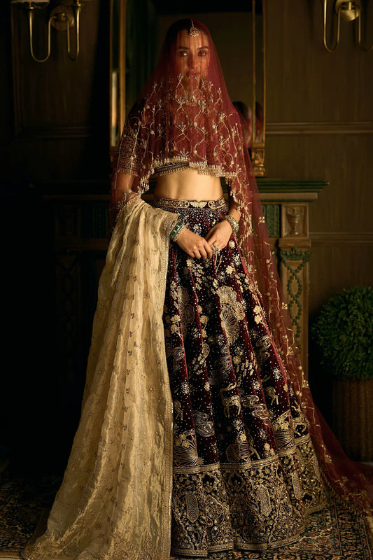 The Wild Savannah Bordeaux Lehenga