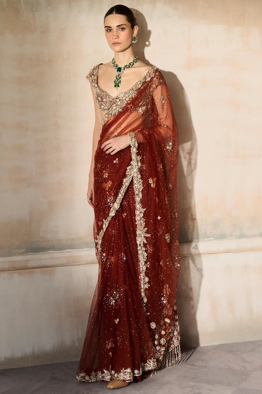The Mashaal Tangerine Saree