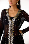 Black Mukaish Georgette Embroidered Dhoti Set