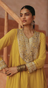 OCHRE LUMIERE EMBROIDERED PEPLUM SET