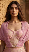 Pink Banarasi Embroidered Lehenga Set