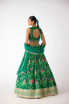 Green Chiffon Embroidered Lehenga Set