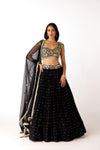 Black Mukaish Georgette Embroidered Lehenga Set