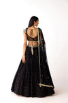 Black Mukaish Georgette Embroidered Lehenga Set