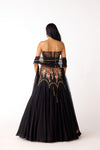 Black Viscose Organza Embroidered Lehenga Set