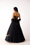 Black Viscose Lycra Embroidered Lehenga Set