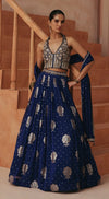COBALT ELISE EMBROIDERED LEHENGA SET