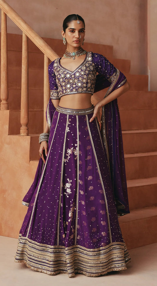 AMETHYST ECLAT EMBROIDERED LEHENGA SET