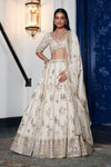 Ivory Organza Embroidered Lehenga Set
