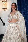 Ivory Organza Embroidered Lehenga Set