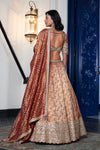 Rust Banarasi Weave Embroidered Lehenga Set