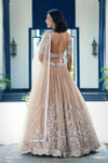 Beige Sequins Net Embroidered Lehenga Set