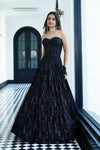 Black Chantilly Net Embroidered Lehenga Set