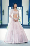 Purple Tissue Embroidered Lehenga Set