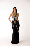 Black Mukaish Georgette Embroidered Saree Set