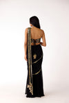 Black Mukaish Georgette Embroidered Saree Set