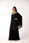 Black Mukaish Georgette Embroidered Sharara Set