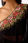 Black Viscose Organza Embroidered Cape Set
